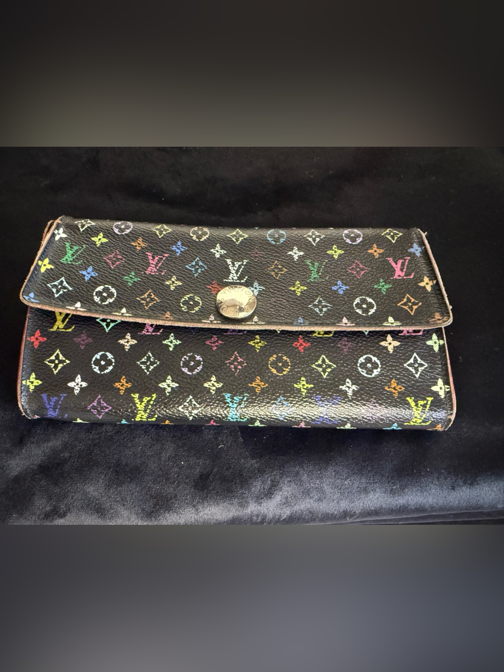 Vintage Louis Vuitton Sarah Wallet from the Murakami Multicolor collection.